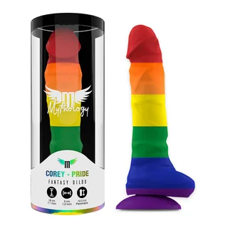 Gode silicone arc-en-ciel, base ventouse, 19,5 cm, coloris Bleu, autre vue 5