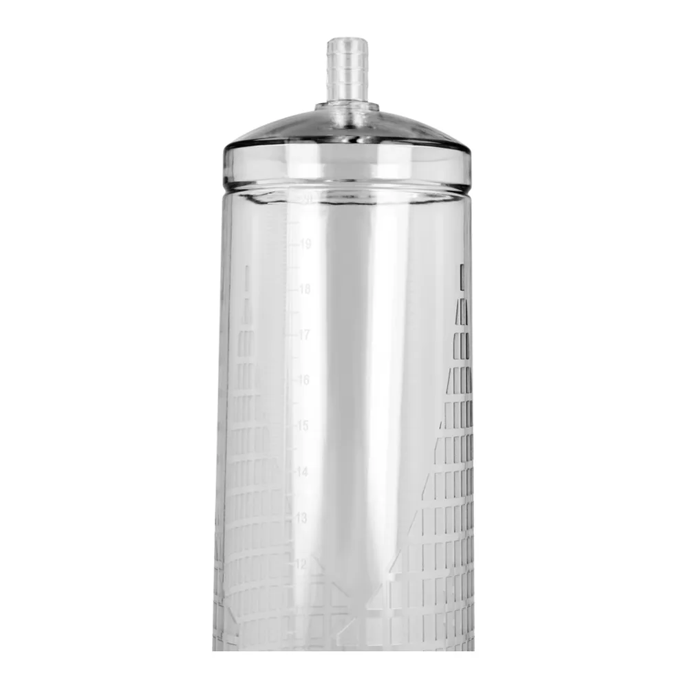 Pompe à pénis noire avec cylindre transparent gradué et poignée-gâchette ergonomique, valve de contrôle à la base