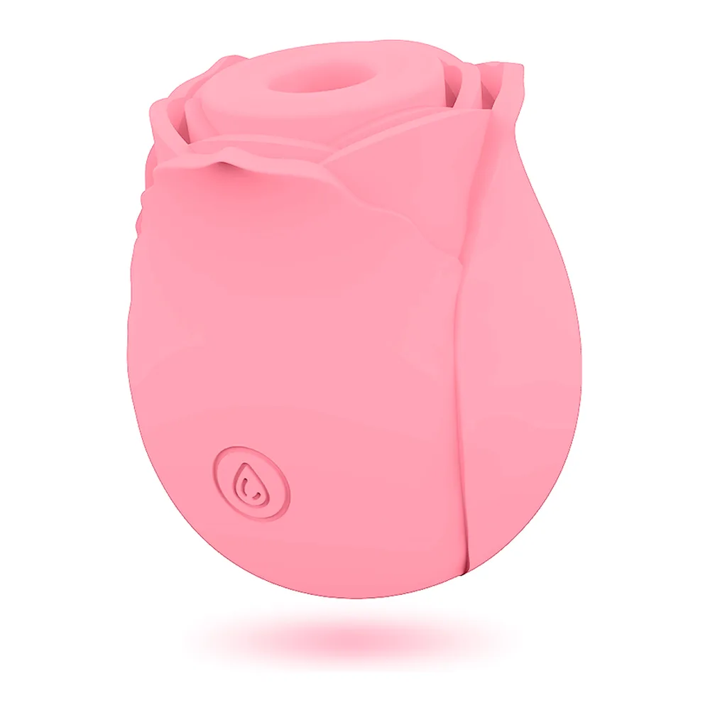 Emballage du stimulateur clitoridien Wave Clitoris Suction Édition, en forme de rose en silicone violet foncé avec feuilles imprimées rose et vert, présenté dans une boîte décorée de motifs floraux sur fond noir
