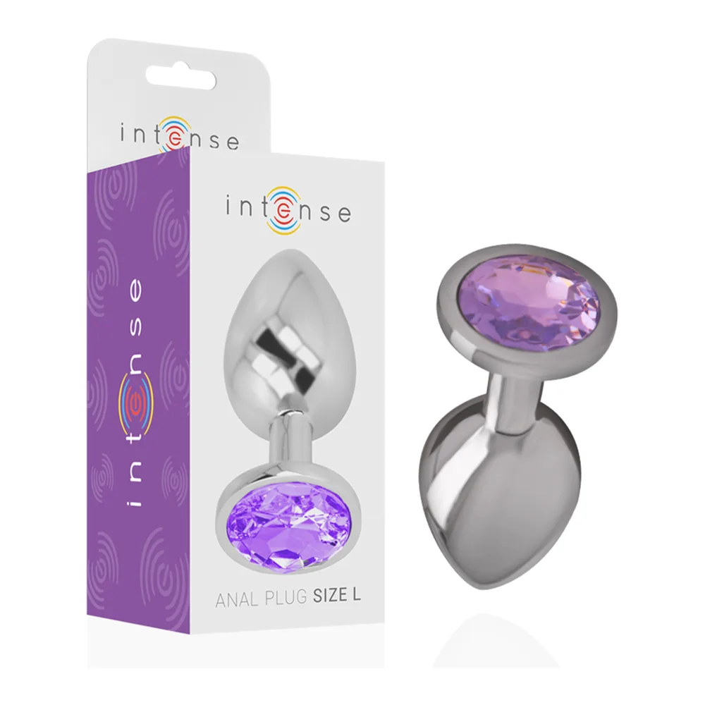 Plug Anal Métal Cristal Intense - avec son échelle de taille - Violet