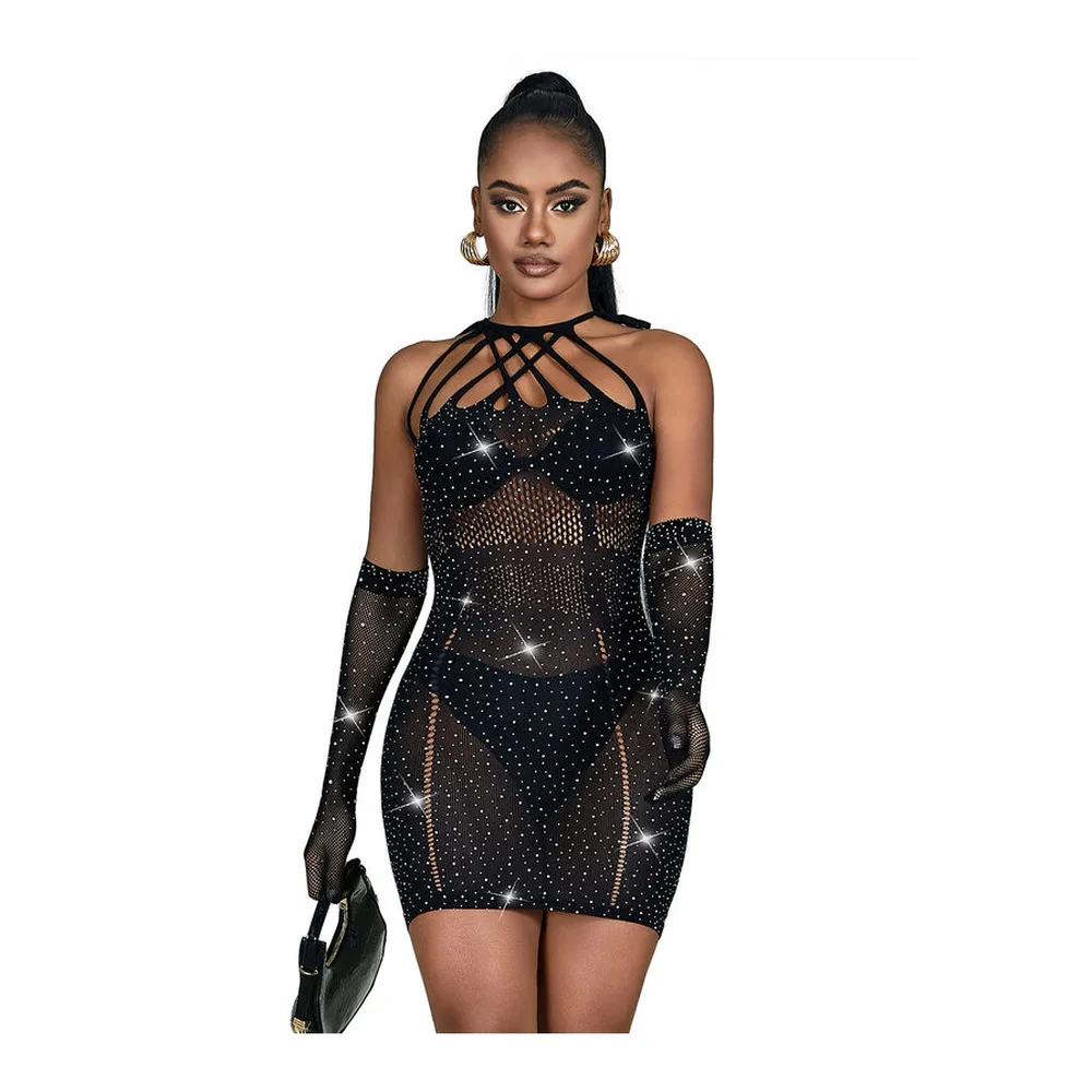 Nuisette Robe Résille avec Strass Subblime