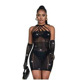 Nuisette Robe Résille avec Strass Subblime