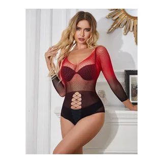 Robe Résille Élastique Manches dégradé rouge Subblime - détail de la texture