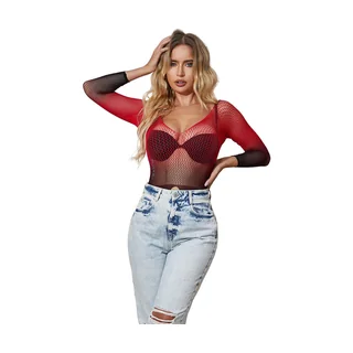 Robe Résille Élastique Manches dégradé rouge Subblime - avec son échelle de taille