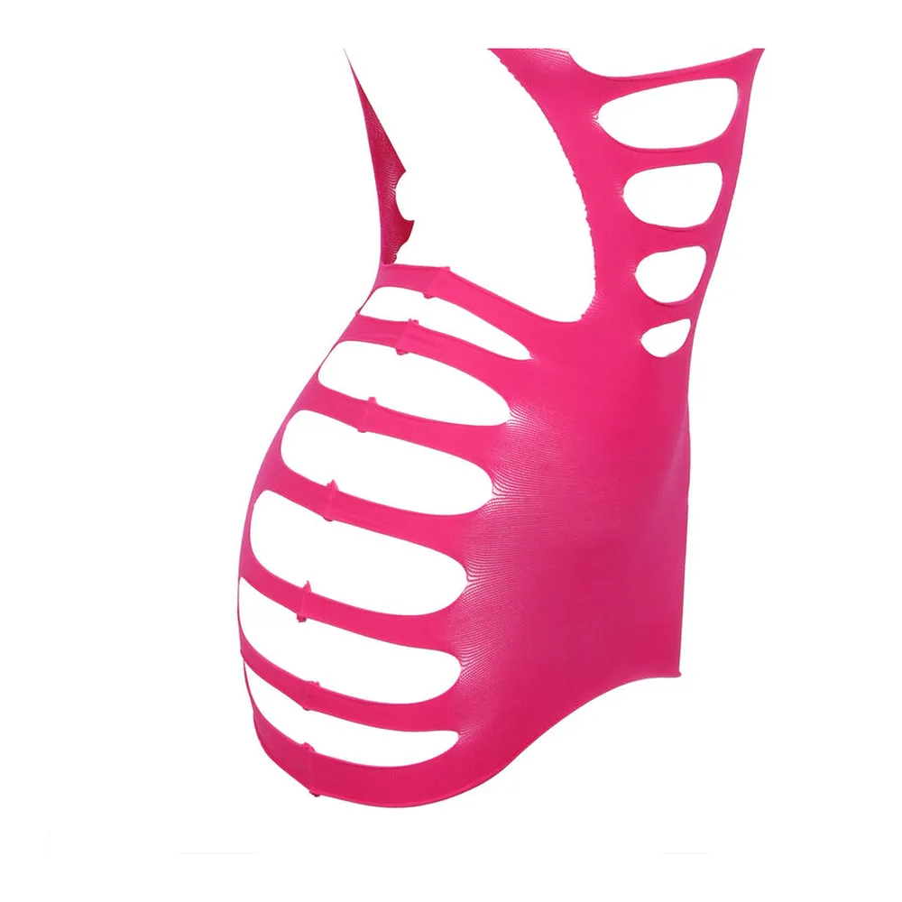 Body résille Robe Résille Élastique Manches Longues rose Subblime