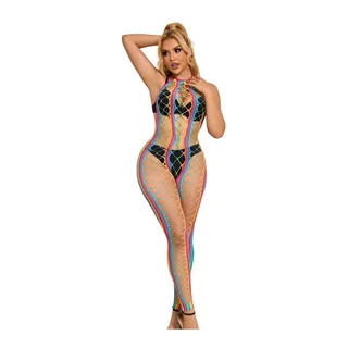 Bodystocking Col Dos Nu en Maille Arc-En-Ciel Subblime - vue de dos