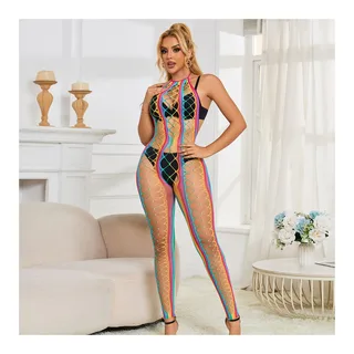 Bodystocking Col Dos Nu en Maille Arc-En-Ciel Subblime - vue 10