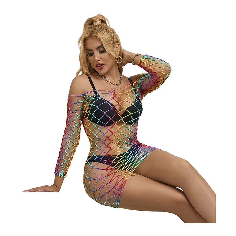 Nuisette Robe Résille Manches Longues Arc-En-Ciel Subblime