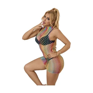 Robe Résille sans Manches Col Montant Arc-En-Ciel Subblime - vue de profil