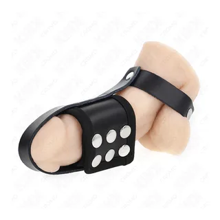 Anneau Cage Pénis Cuir Sangle Séparation Kink vue 3