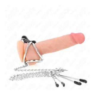 Anneau pénien Métal Triple avec Chaîne Pinces Kink