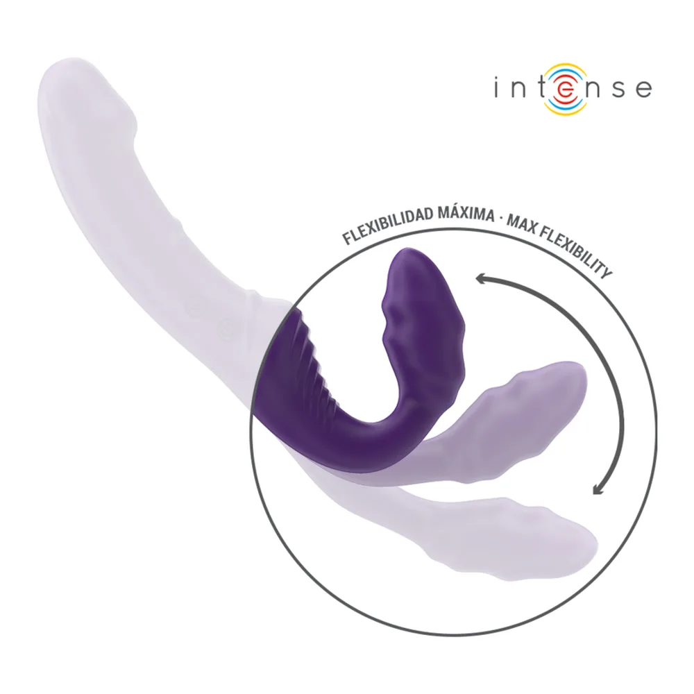 Strap-on violet silicone télécommandé rechargeable, autre vue 6