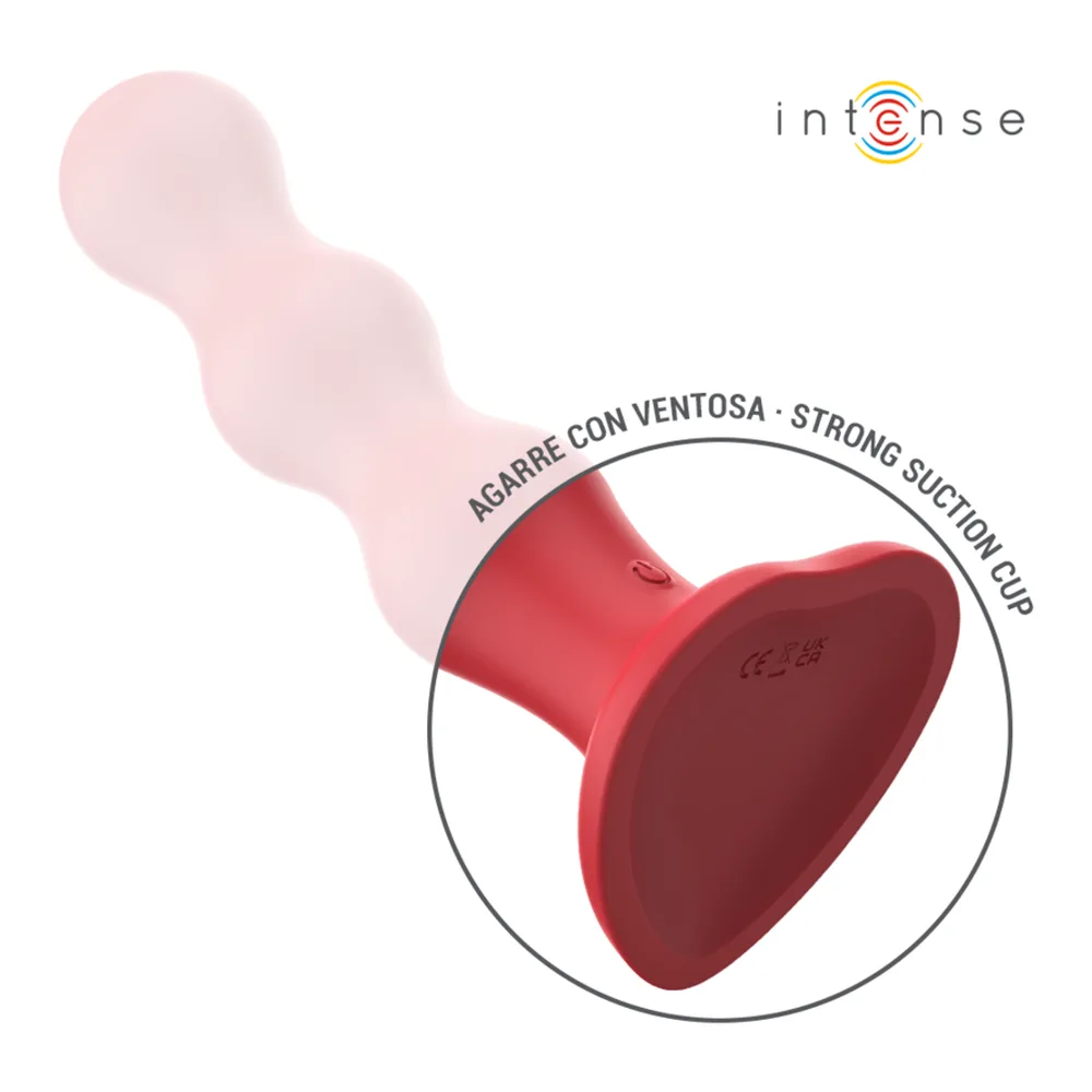 Vibromasseur rouge silicone ventouse avec télécommande, autre vue 4