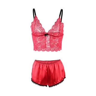 Chemisier de Nuit en Soie et Dentelle + Culotte Subblime - vue en gros plan