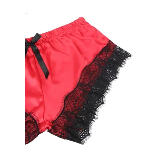 Chemise de Nuit Décontractée en Soie + Pantalon noir/rouge Subblime - avec sa base