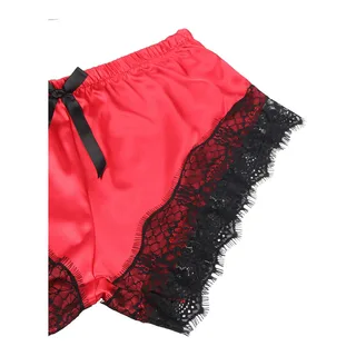 Chemise de Nuit Décontractée en Soie + Pantalon noir/rouge Subblime - avec son échelle de taille