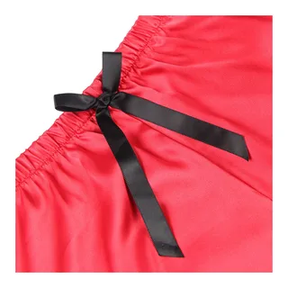 Chemise de Nuit Décontractée en Soie + Pantalon noir/rouge Subblime - détail de la texture