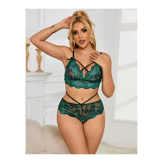 Soutien-gorge Culotte Dentelle vert Subblime - avec sa base