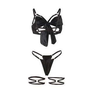 Ensemble Soutien-gorge avec Noeud Noir Réglable Subblime vue 14