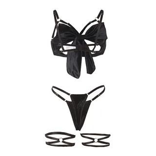 Ensemble Soutien-gorge avec Noeud Noir Réglable Subblime vue 44