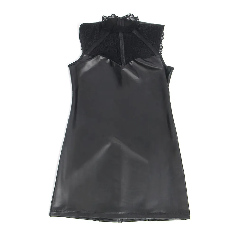 Nuisette Robe Cuir Col Dentelle Subblime