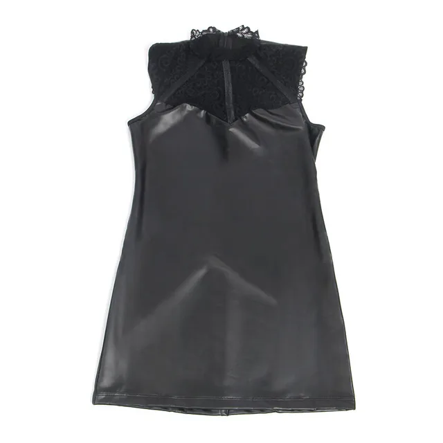 Robe en cuir à col dentelle Subblime