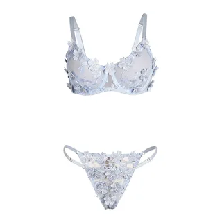 Ensemble Soutien-gorge et Culotte Brodés de Fleurs vue 11