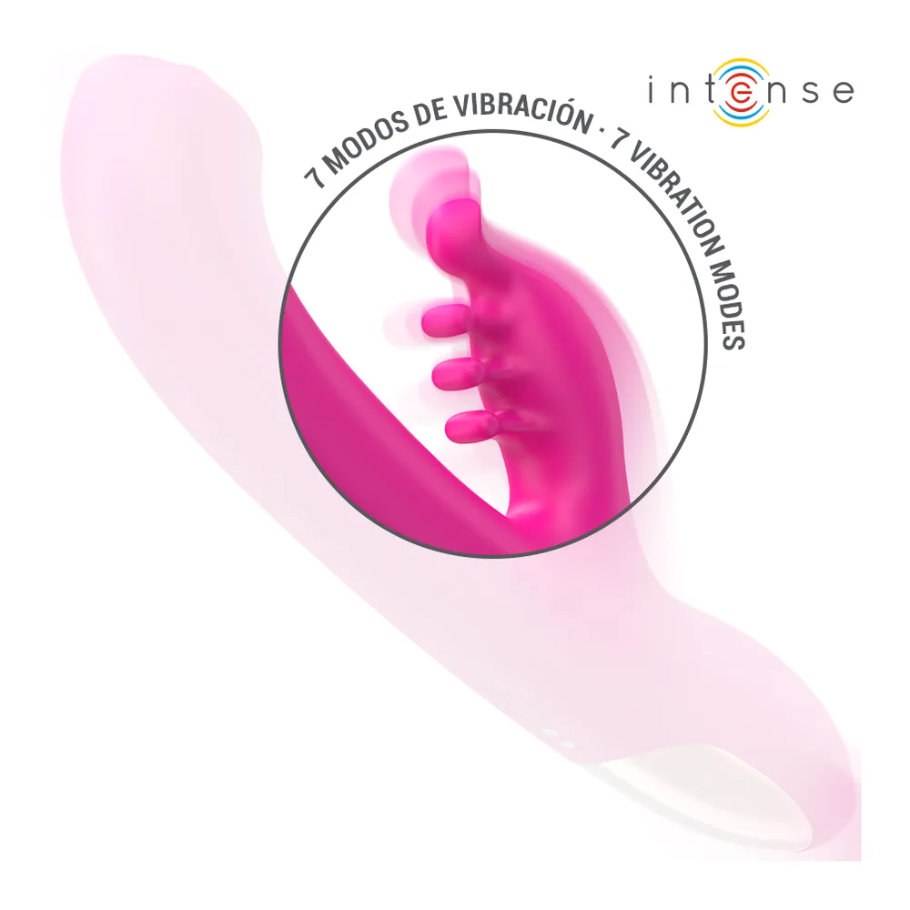 Vibromasseur rabbit en silicone rose fuchsia avec emballage, trois moteurs indépendants, tête rotative et stimulateur clitoridien, recharge USB, 8 modes de vibration