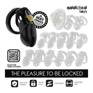 Cage Pénis Obsidian Hold Addicted Toys Locked - avec sa base - Noir