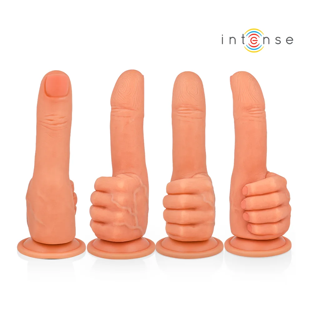 Schéma de dimensions du stimulateur point Main en silicone rose corail, vue de face et de côté, avec mesures indiquées : 200 mm de hauteur totale, 35 mm de diamètre à la tête, 53 mm de largeur à la main sculptée, 69 mm de base, 113 mm de hauteur latérale et 70 mm de profondeur