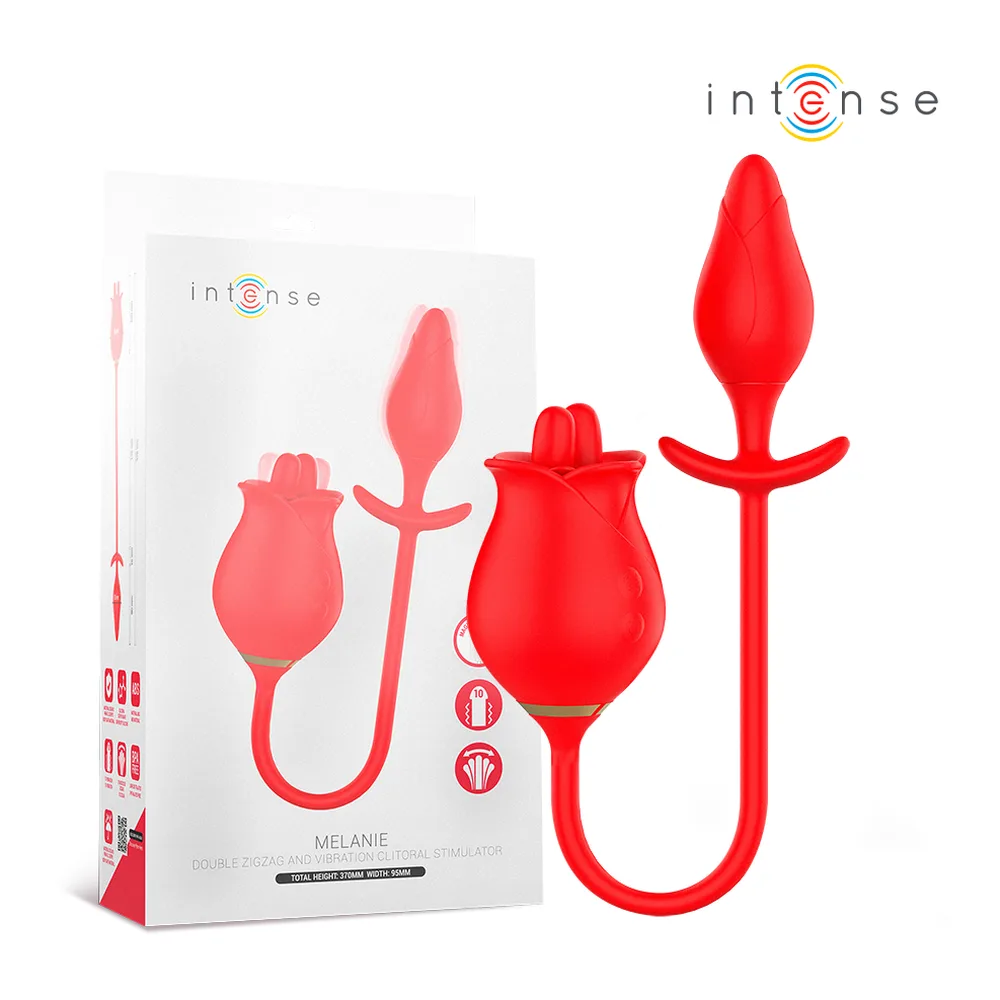 Stimulateur clitoridien rouge silicone avec doubles moteurs, autre vue 4