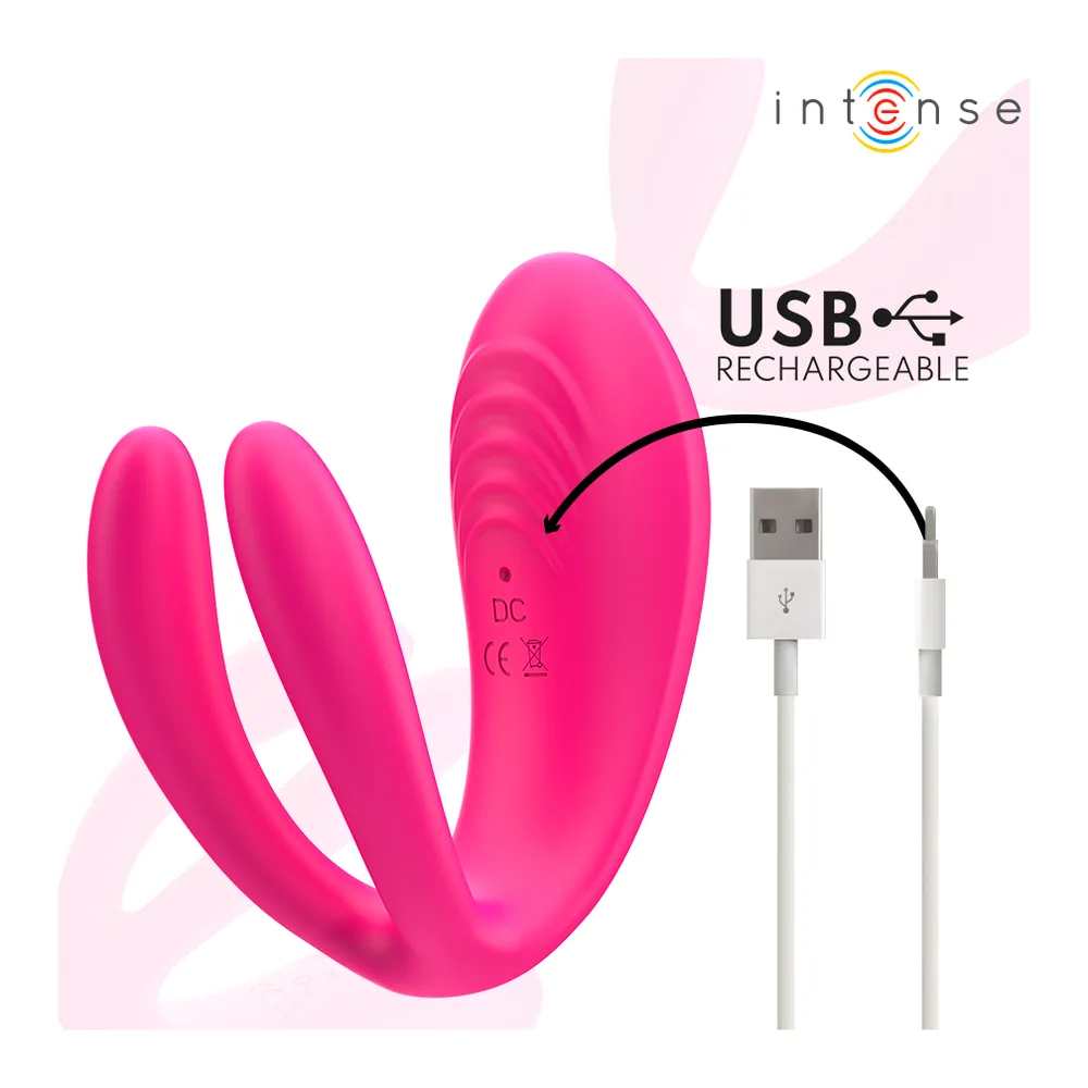 Stimulateur double en silicone rose, télécommande sans fil, rechargeable, autre vue 8
