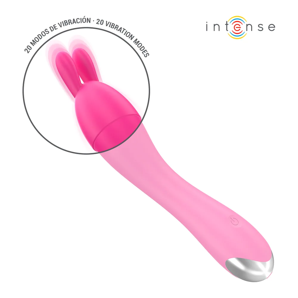 Vibrateur rose rechargeable avec embouts interchangeables, autre vue 5