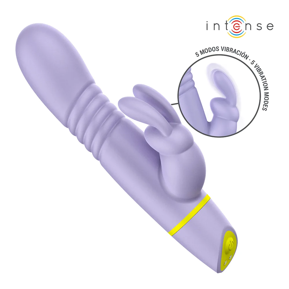 Vibromasseur silicone lavande avec stimulateur, autre vue 7