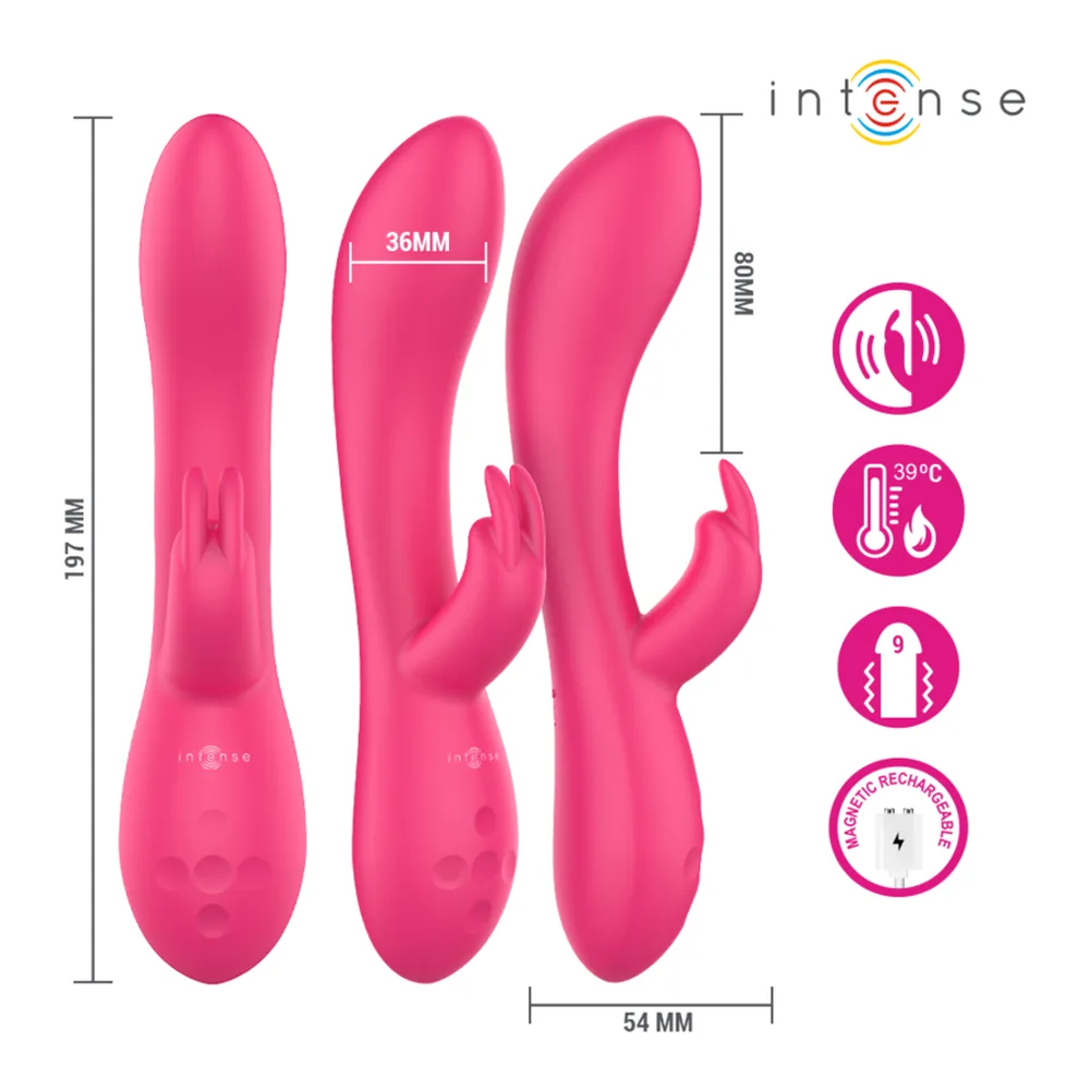 Vibromasseur rabbit rose, chauffant, rechargeable, autre vue 4