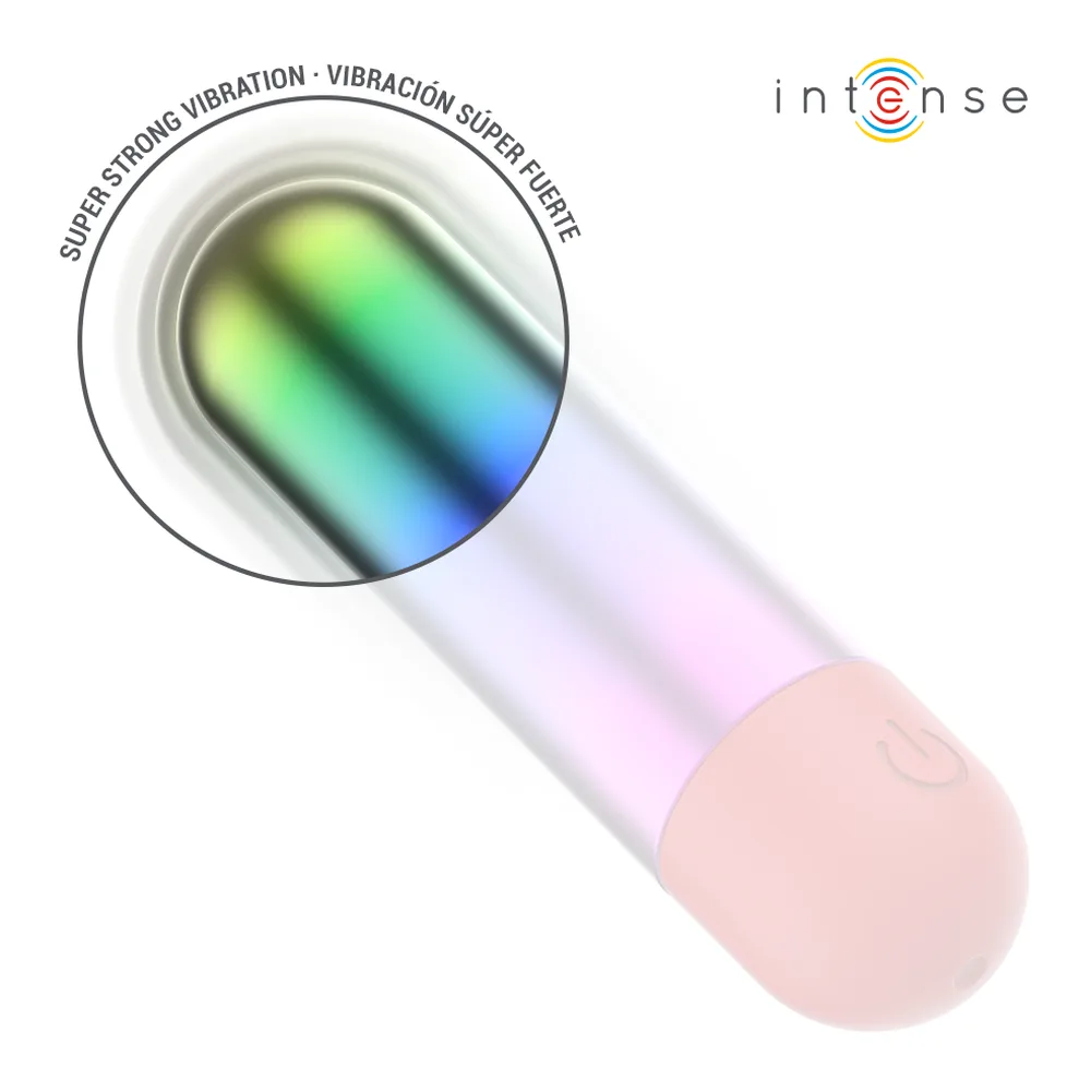 Vibromasseur rechargeable revêtement arc-en-ciel, base rouge, autre vue 6