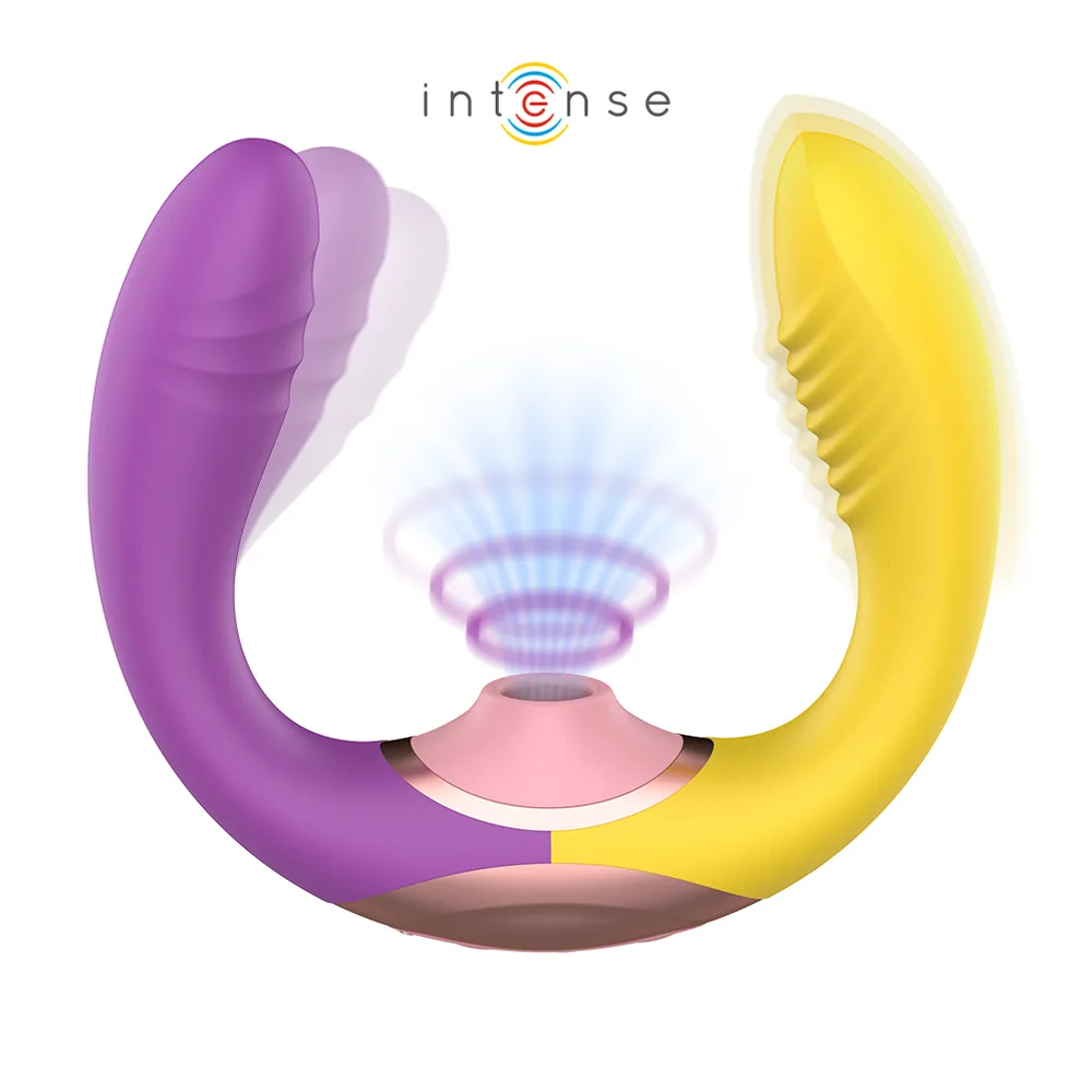 Stimulateur clitoridien silicone jaune, ventouse et vibration, autre vue 3