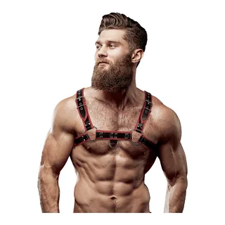 Harnais Poitrine Éco-cuir Homme Noir/rouge vue 3