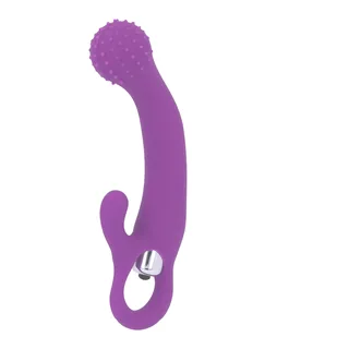 Vibromasseur silicone violet tige courbe tête granuleuse, autre vue 3