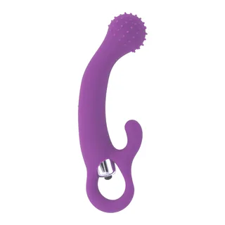 Vibromasseur silicone violet tige courbe tête granuleuse, autre vue 4