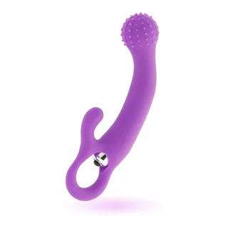 Vibromasseur silicone violet tige courbe tête granuleuse, autre vue 6