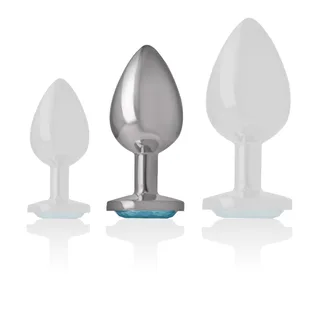 Plug Anal Métal Aluminium Intense - avec son échelle de taille - Bleu