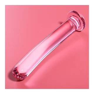 Gode verre borosilicate transparent, forme allongée, coloris Rose, autre vue 3