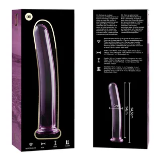 Gode verre borosilicate transparent, forme allongée, coloris Rose, autre vue 4