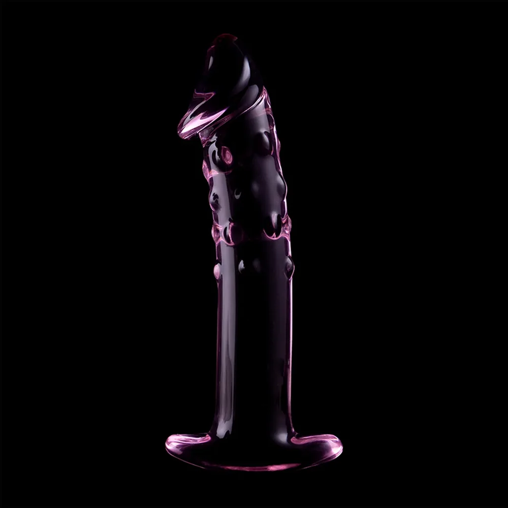 Schéma de dimensions d'un gode en verre borosilicate transparent avec une base large, montrant une hauteur totale de 18,5 cm et une largeur de 4 cm