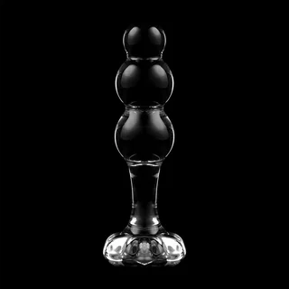 Plug anal verre borosilicate transparent, trois billes, coloris Transparent