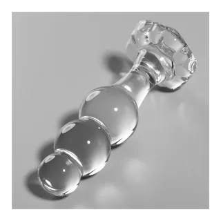 Plug anal verre borosilicate transparent, trois billes, coloris Transparent, autre vue 2