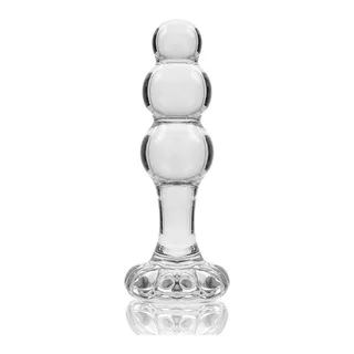 Plug anal verre borosilicate transparent, trois billes, coloris Transparent, autre vue 3