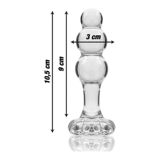 Plug anal verre borosilicate transparent, trois billes, coloris Transparent, autre vue 4