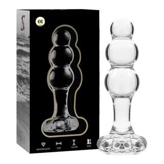 Plug anal verre borosilicate transparent, trois billes, coloris Transparent, autre vue 6